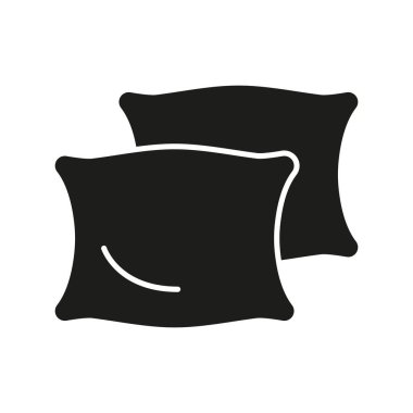 İki Yastık Silueti Simgesi. Sıcak Uyku Aksesuarları Sembolü. Uyku Vakti Konforu. İzole Vektör İllüstrasyonu.