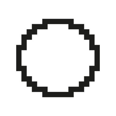 Piksel Sanat Boş Çember Simgesi. Pikselleştirilmiş Çember Taslağı Boş ya da Yer Tutucu Alanı Temsil Ediyor. İzole Vektör İllüstrasyonu.