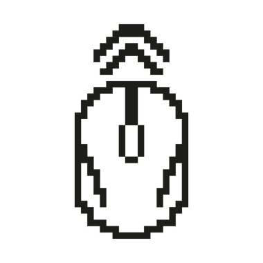 Pixelated Bilgisayar Fare Simgesi. Pixel Sanat Biçiminde Etkileşim Çizgileriyle Fare Tıklama Sembolü. Dijital Navigasyon ve Kontrol. İzole Vektör İllüstrasyonu.