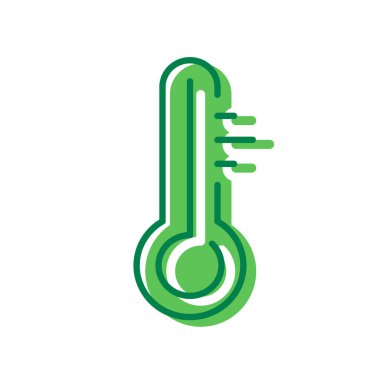 Yeşil Termometre Tıp Aracı Simgesi. Celsius veya Fahrenheit Pictogram 'daki Sıcaklık Ölçüm Cihazı. Düzenlenebilir Vuruş. İzole Vektör İllüstrasyonu.