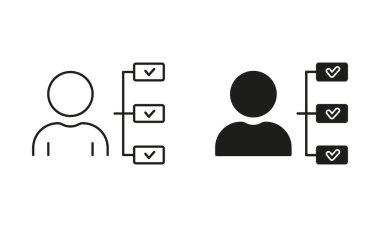Sorumluluk İdaresi İşareti. Delegate Duty Line ve Silhouette Icon. Şirket Müdürü Roles Pictogram. İş Kültürü Sembolü. Düzenlenebilir Vuruş. İzole Vektör İllüstrasyonu.