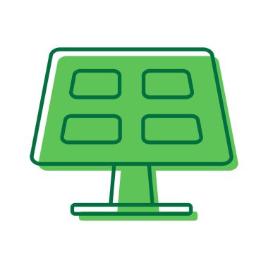 Güneş Paneli Yenilenebilir Elektrik Simgesi. Güneş Elektrik Enerji Piktogramı. İkon Evi için Ekoloji Güneş Işığı Elektrik Teknolojisi. Düzenlenebilir Vuruş. İzole Vektör İllüstrasyonu.