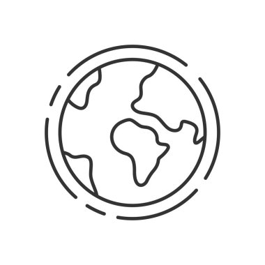 Dünya Çevre Çizgisi Simgesi. Dünya Gezegeni Taslak Simgesi. Düzenlenebilir Vuruş. İzole Vektör İllüstrasyonu.