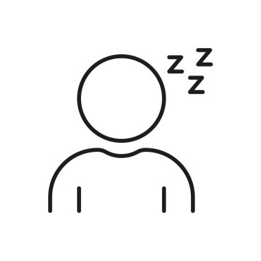 Uyku Hattı Simgesi. Dinlenme, rahatlama ve uyku sembolü. Zombili uykulu insan figürü. Düzenlenebilir Vuruş. İzole Vektör İllüstrasyonu.