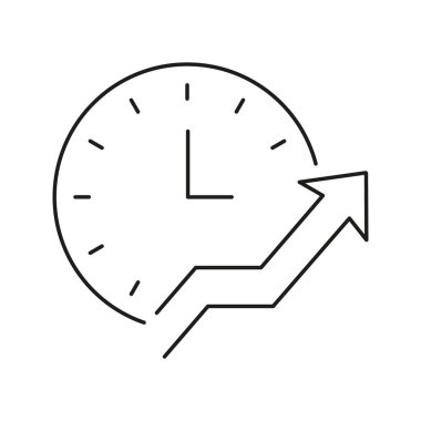 Yukarı Oklu Saat Çizgisi Simgesi. Zaman Yönetimi ve Üretkenlik Büyüme Ana Hattı Sembolü. Verimlilik ve İlerleme İzleme. Düzenlenebilir Vuruş. İzole Vektör İllüstrasyonu.