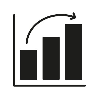 Aşağı Oklu Tablo Katı Simgesi. Finansal Çöküş, Ekonomik Çöküş ve İş Kayıp Silueti Sembolü. Pazar Analizi ve Trend Değerlendirmesi. İzole Vektör İllüstrasyonu.