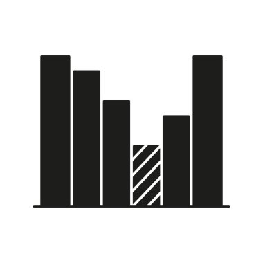 Bar Grafiği Katı Simgesi. Veri Analizi, İstatistik ve İş Büyüme Silüeti Sembolü. Bilgi ve Eğilimlerin Görsel Temsili. İzole Vektör İllüstrasyonu.