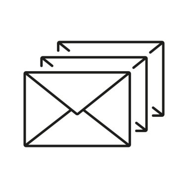 Çoklu Zarf Satır Simgesi. E- posta İletişim, Toplu Mesajlaşma ve Posta Dağıtım Ana Hattı Sembolü. Dijital Yazışmalar ve Ağ. Düzenlenebilir Vuruş. İzole Vektör İllüstrasyonu.