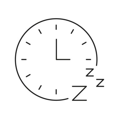 Uyku Sembol Çizgisi Simgesi Simgesi Simgeli Saat. Uyku Programı, Dinlenme Zamanlaması ve Circadian Ritim Ana Hattı Sembolü. Uyku Sağlığı ve Sağlık. Düzenlenebilir Vuruş. İzole Vektör İllüstrasyonu.