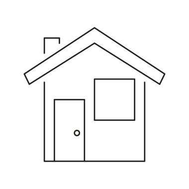 Baca Hattı Simgesi olan ev. Konut binası, ev sahibi ve emlak ana hatlı sembol. Mimarlık ve Konut Konsepti. Düzenlenebilir Vuruş. İzole Vektör İllüstrasyonu.