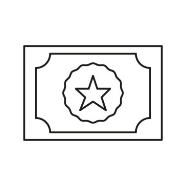 Star Solid Simgesi ile Bilet. Etkinlik girişi, eğlence girişi ve Vip Pass Siluet Sembolü. Konser, Film ve Gösteri Girişi. Düzenlenebilir Vuruş. İzole Vektör İllüstrasyonu.