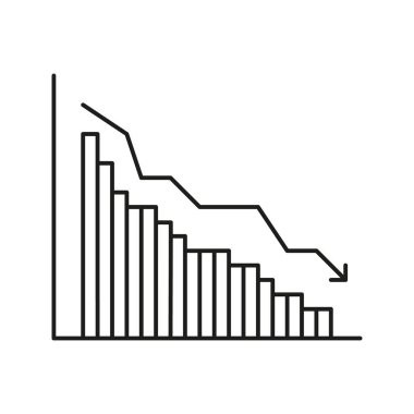Aşağı yönlü Trend Çizgisi Simgesi Çizelgesi. Finansal Çöküş, Ekonomik Durgunluk ve Piyasa Analizi Sembolü. İş performans takibi. Düzenlenebilir Vuruş. İzole Vektör İllüstrasyonu.