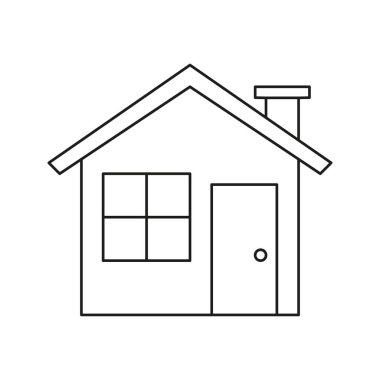 Ev Taslak Simgesi. Konut Binası, Ev Mimarisi ve Emlak Sembolü. Basit Yapı Sunumu. Düzenlenebilir Vuruş. İzole Vektör İllüstrasyonu.