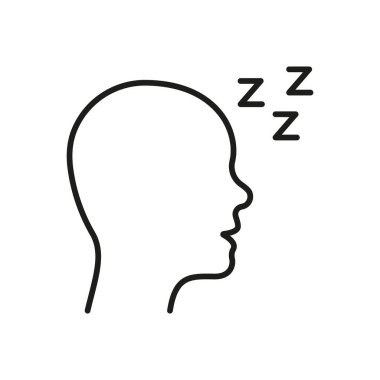 Zzz Icon ile Uyuyan Kişi. Uyu, Dinlen ve Rahatlama Ana Hattı Sembolü. Gece rüyası, uyku ve uyku konsepti. Düzenlenebilir Vuruş. İzole Vektör İllüstrasyonu.