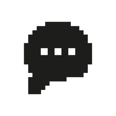 Piksel Konuşma Baloncuğu Simgesi. İletişim ve Mesajlaşma Sembolü. Dijital Etkileşme ve Çevrimiçi Sohbet Sunumu. İzole Vektör İllüstrasyonu.