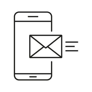 Simge Gönderen E- posta ile akıllı telefon. Mobil İletişim ve Mesajlaşma Ana Hattı Sembolü. Dijital Yazışmalar ve Bağlantı. Düzenlenebilir Vuruş. İzole Vektör İllüstrasyonu.