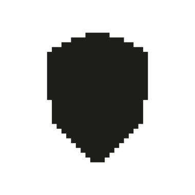 Kalkan Pikseli Sanat Simgesi. Güvenlik ve Koruma Sembolü. Savunma ve Güvenlik Temsilcisi. İzole Vektör İllüstrasyonu.