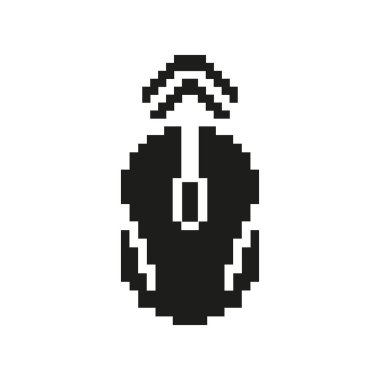 Bilgisayar Faresi Resim Simgesi. Kablosuz Bağlantı ve Bilgisayar Kontrol Sembolü. Retro Oyun ve Teknoloji Arayüzü. İzole Vektör İllüstrasyonu.