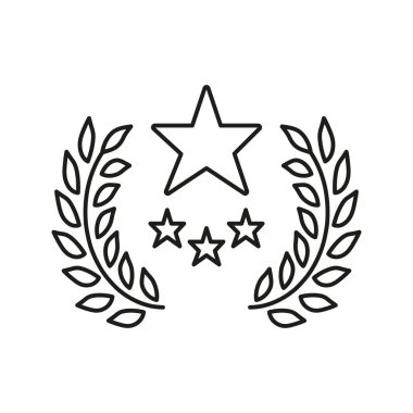 Laurel Çelenk Yıldız Hattı Simgesi ile. Başarı, Mükemmellik ve Ödül Tanıma Sembolü. Zafer ve Onur Temsilcisi. Düzenlenebilir Vuruş. İzole Vektör İllüstrasyonu.
