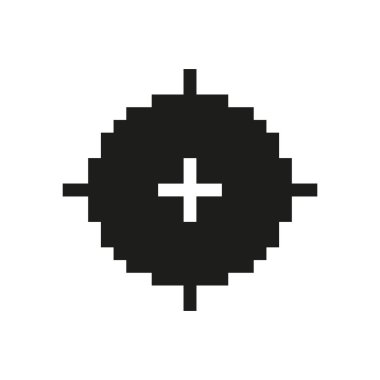 Pixelated Hedef Simgesi. Odaklanma, Hedef ve Hassasiyet Sembolü. İzole Vektör İllüstrasyonu.