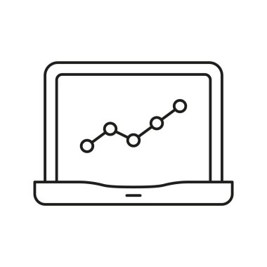 Grafik çizgisi simgesi olan dizüstü bilgisayar. Veri Analizi, İş Büyümesi ve Performans İzleme Sembolü. Finansal Öngörüler ve Piyasa Eğilimleri. Düzenlenebilir Vuruş. İzole Vektör İllüstrasyonu.