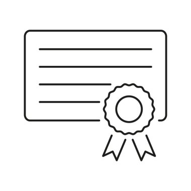 Kurdele Hattı Simgesi Sertifikası. Başarı Tanıma, Ödül Sertifikası ve Profesyonel Yeterlilik Özeti Sembolü. Eğitim Başarı. Düzenlenebilir Vuruş. İzole Vektör İllüstrasyonu.