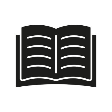 Açık Kitap Katı Simgesi. Bilgi, Eğitim ve Siluet Sembolü Öğrenme. Okuma ve Edebiyat Temsili. İzole Vektör İllüstrasyonu.