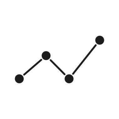 Çizgi Grafik Veri Analizi Katı Simgesi. Eğilim Görselleştirme, İstatistiksel Büyüme ve Siluet İzleme Sembolü. İş Analitik Temsilcisi. İzole Vektör İllüstrasyonu.
