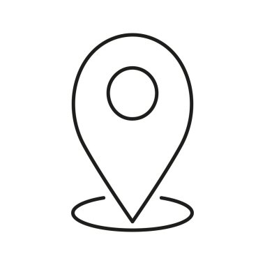 Harita Konumu Pin Hattı Simgesi. Yer belirleme, yön bulma ve GPS Ana Hattı Sembolü. Seyahat ve Yönlendirme. Düzenlenebilir Vuruş. İzole Vektör İllüstrasyonu.