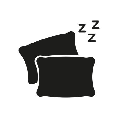Uyku Sembollü Yastıklar Katı İkon. Dinlenme, rahatlama ve uyku kalitesi silueti sembolü. Rahatlık ve Yatma Vakti Temsilcisi. İzole Vektör İllüstrasyonu.