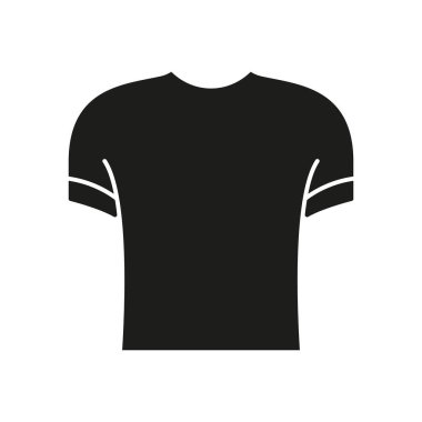 Tişört Katı Simge. Günlük giysiler, moda kıyafetleri ve kıyafet esasları siluet sembolü. Her gün rahat giyin. İzole Vektör İllüstrasyonu.