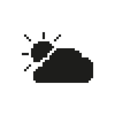 Kısmen Bulutlu Hava Pixel Sanat Simgesi. Güneş ve Bulut Hava Tahminleri Sembolü. Meteorolojik Koşullar Sunumu. İzole Vektör İllüstrasyonu.