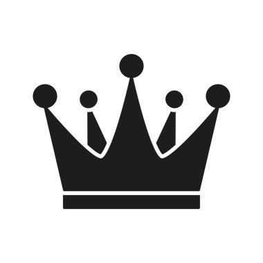 Crown Solid Simgesi. Kraliyet, Liderlik ve Otorite Silueti Sembolü. Güç, prestij ve asaleti sembolize eder. İzole Vektör İllüstrasyonu.