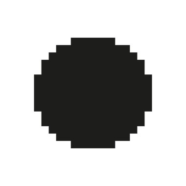 Siyah Pixelated Circle Icon. Minimalist Geometrik Şekil Sembolü. Dijital Sanat ve Grafikler için Basit Tasarım Elemanı. İzole Vektör İllüstrasyonu.