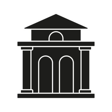 Banka Binası Katı Simgesi. Finansal Kurum, Tasarruf ve Ekonomik İstikrar Sembolü. Klasik Mimari Temsili. İzole Vektör İllüstrasyonu.
