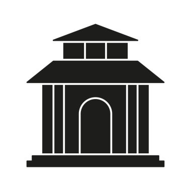 Banka Binası Katı Simgesi. Finansal Kurum, Tasarruf ve Ekonomik İşlemler Sembolü. Güvenli Bankacılık Tesisi Temsilcisi. İzole Vektör İllüstrasyonu.