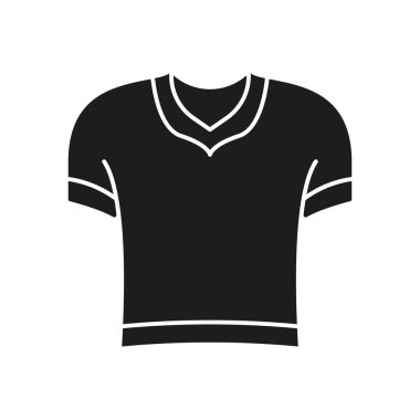 Tişört Katı Simge. Günlük giysiler, moda kıyafetleri ve kıyafet esasları siluet sembolü. Her gün rahat giyin. İzole Vektör İllüstrasyonu.