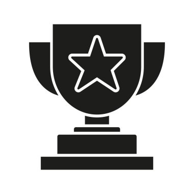 Star Solid Icon kupası. Başarı, Mükemmellik ve Tanınma Silueti Sembolü. Ödül ve Başarı Temsilcisi. İzole Vektör İllüstrasyonu.
