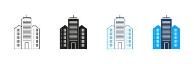 Gökdelen İnşaat Hattı ve Katı Simge Ayarları. Şehir mimarisi, şehir manzarası ve emlak gelişimi sembol koleksiyonu. Modern Altyapı Tasarımı. İzole Vektör İllüstrasyonu.