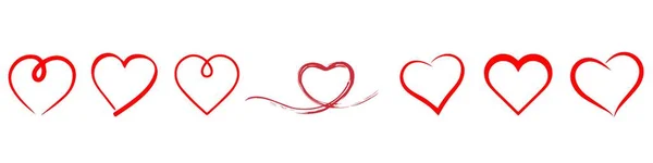 Horisontellt Set För Bläckborsthjärtan Hjärtsymbol Hjärtikonen Formad Logotyp Älskare Romantik — Stock vektor