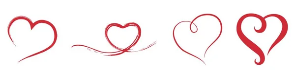 Mürekkep Fırçası Kalpleri Için Yatay Set Kalp Sembolü Kalp Ikonu — Stok Vektör