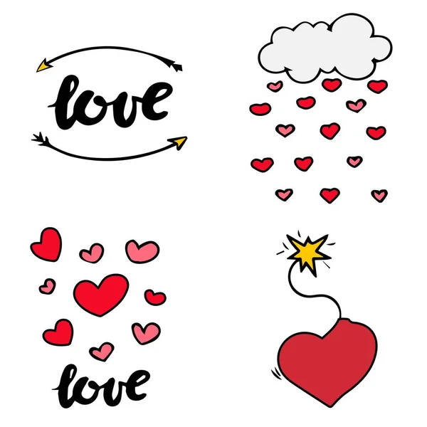 Set Hearts Heart Symbol Heart Icon Shaped Logo Lovers Romance — Stock Vector