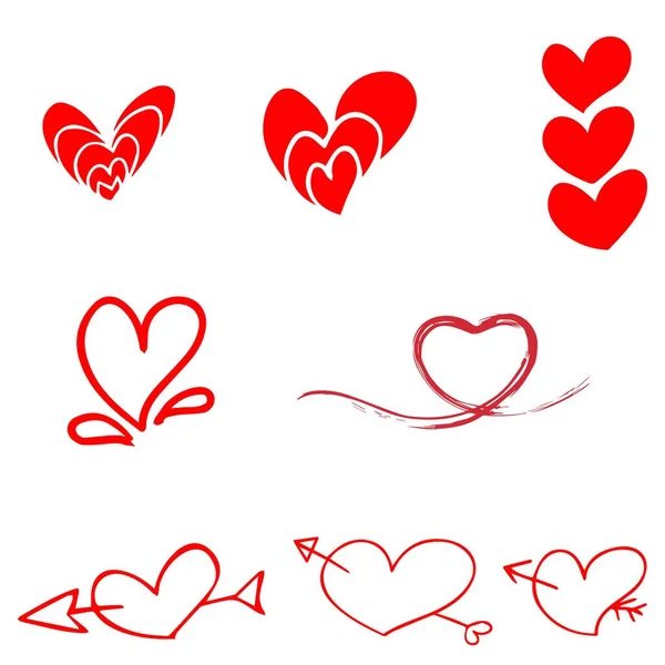 Σετ Για Καρδιές Μελανιού Σύμβολο Καρδιάς Εικόνα Καρδιάς Λογότυπο Σχήμα — Διανυσματικό Αρχείο