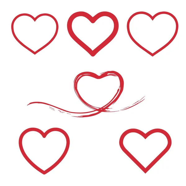 Mürekkep Fırçası Kalplerine Göre Ayarlayın Kalp Sembolü Kalp Ikonu Şekil — Stok Vektör