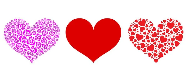 インクブラシの心を設定します ハートシンボル ハートアイコン 形のロゴ ロマンス バレンタイン バレンタイン ロマンチックな コンセプト カード — ストックベクタ