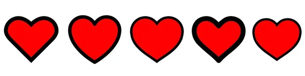 Mürekkep Fırçası Kalpleri Için Yatay Set Kalp Sembolü Kalp Ikonu — Stok Vektör