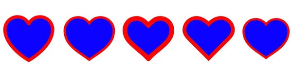水平方向の心のセット ハートシンボル インクブラシの心 ハートアイコン 形のロゴ ロマンス バレンタイン バレンタイン ロマンチックな コンセプト — ストックベクタ