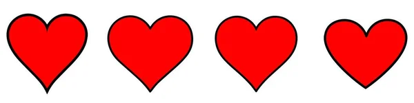 Kalpler Için Yatay Set Kalp Sembolü Mürekkep Fırçası Kalpleri Kalp — Stok Vektör