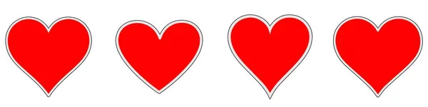 Kalpler Için Yatay Set Kalp Sembolü Mürekkep Fırçası Kalpleri Kalp — Stok Vektör