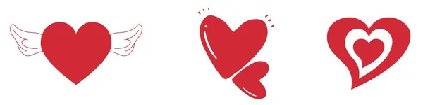 Vodorovná Sada Pro Srdce Symbol Srdce Srdce Kartáčů Ikona Srdce — Stockový vektor